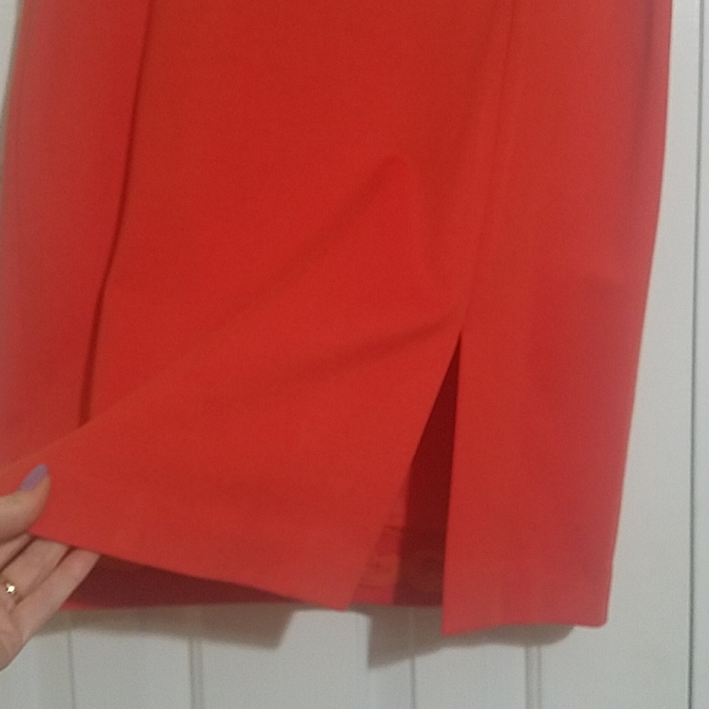Trina Turk Orange Side Slit Pencil Skirt Lined Size 10 - Picture 3 of 9